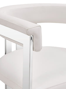 Modrest Pontiac - Modern White Vegan Leather + Stainless Steel Dining Chair