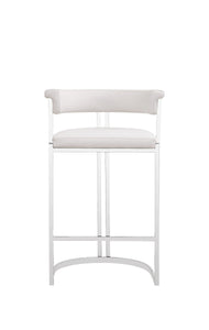 Modrest Munith - Modern White Vegan Leather + Stainless Steel Counter Chair