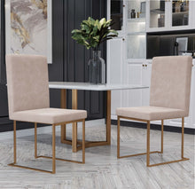 Load image into Gallery viewer, Modrest Fowler - Modern Beige and Brass Velvet Dining Chair Set of 2
