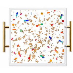Pills and Gold Large Acrylic Tray