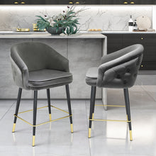 Load image into Gallery viewer, Modrest Elliot - Contemporary Grey &amp; Black/Gold Dining Bar Stool (Set of 2)
