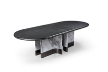 Load image into Gallery viewer, Modrest Renfew - Modern Black Oak + Faux Marble Oval Dining Table
