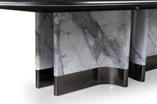 Load image into Gallery viewer, Modrest Renfew - Modern Black Oak + Faux Marble Oval Dining Table
