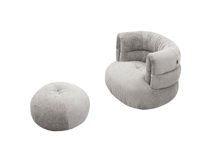 Divani Casa Shay - Modern Grey Fabric Accent Chair + Ottoman