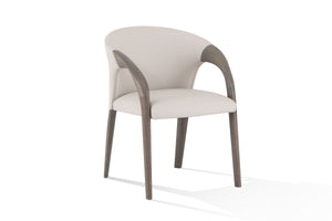 Modrest Wynetta Mid-Century Modern Grey Vegan Leather + Grey Ash Dining Chair