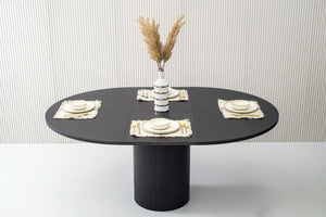 Modrest Miami - Modern Black Oak Round Dining Table With Extension