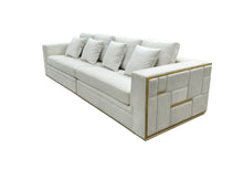 Load image into Gallery viewer, Divani Casa Mobray - Glam Light Grey Velvet + Gold Sofa

