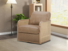 Load image into Gallery viewer, Divani Casa Danson - Modern Tan Leather + Wicker Swivel Accent Chair
