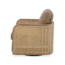 Load image into Gallery viewer, Divani Casa Danson - Modern Tan Leather + Wicker Swivel Accent Chair
