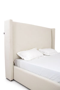 Eastern King Modrest Byrne - Modern Off White Fabric Bed