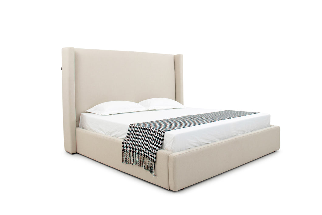 Eastern King Modrest Byrne - Modern Beige Fabric Bed