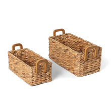 Load image into Gallery viewer, Woven Water Hyacinth Rectagle Storage Basket
