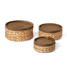 Load image into Gallery viewer, Woven Water Hyacinth Round Storage Basket, Set of 3
