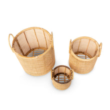 Load image into Gallery viewer, Woven Rattan Baskets with Handles, Set of 3
