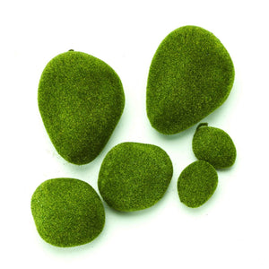 Artificial Moss-Covered Rocks, Set of 36