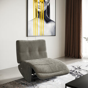 Divani Casa Basil - Modern Grey Fabric Small Sofa With 3 Electric Recliners