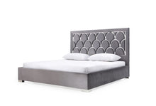 Load image into Gallery viewer, Queen Modrest Audrey Modern Grey Velvet &amp; Stainless Steel Bed
