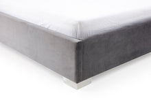 Load image into Gallery viewer, Queen Modrest Audrey Modern Grey Velvet &amp; Stainless Steel Bed
