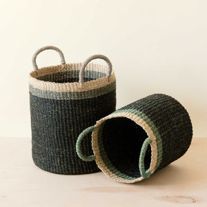 Black Baskets with Handle, Set of 2