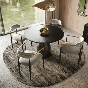 Modrest Calexico - Contemporary Black Wave Glass Round Dining Table