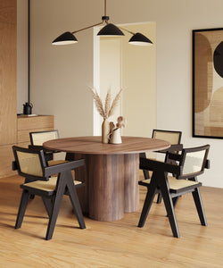 Modrest Depew - Mid-Century Modern Walnut Round Dining Table