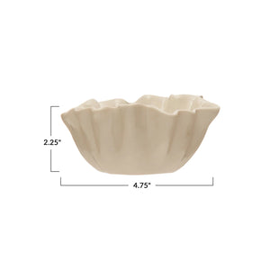 Stoneware White Fluted Bowl, Small