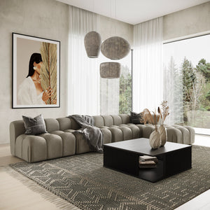 Divani Casa Juniper - Modern Grey Fabric Ottoman
