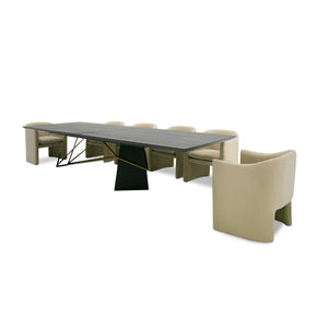 Modrest Elkhorn - Glam Black Ash + Stainless Steel 126" Dining Table