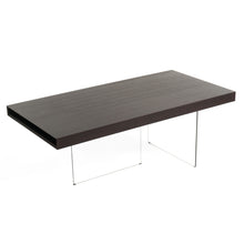 Load image into Gallery viewer, Modrest Encino - Modern Timber Chocolate &amp; Glass Dining Table
