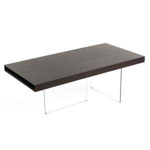 Modrest Encino - Modern Timber Chocolate & Glass Dining Table