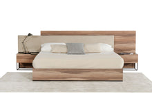 Load image into Gallery viewer, Queen Nova Domus Matteo Italian Modern Walnut &amp; Fabric Bed + 2 Nightstands + Dresser Set

