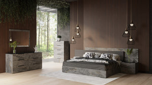 Queen Nova Domus Ferrara - Modern Volcano Oxide Grey Bedroom Set