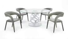 Load image into Gallery viewer, Modrest Lilly - Modern 12mm Round Glass + White Dining Table
