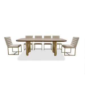 Modrest Marjorie - Modern Walnut + Brushed Gold Rectangular Dining Table