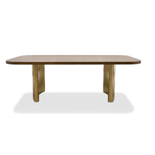 Load image into Gallery viewer, Modrest Marjorie - Modern Walnut + Brushed Gold Rectangular Dining Table
