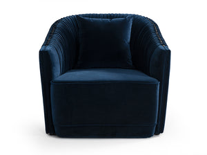 Divani Casa Palomar Modern Blue Velvet & Brass Accent Chair