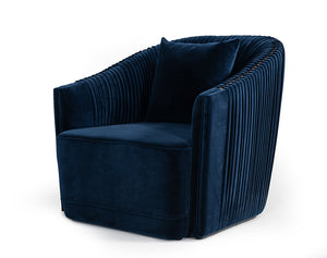 Divani Casa Palomar Modern Blue Velvet & Brass Accent Chair