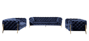 Divani Casa Quincey - Transitional Blue Velvet Sofa Set