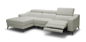 Modrest Rampart - Modern L-Shape LAF White Leather Sectional Sofa with 1 Recliner