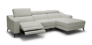 Modrest Rampart - Modern L-Shape RAF White Leather Sectional Sofa with 1 Recliner