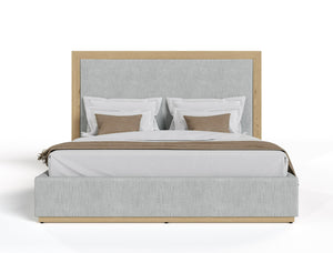 California King Nova Domus Santa Barbara - Modern Grey Fabric + Natural Bedroom Set
