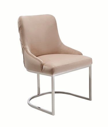 Modrest Daria - Modern Beige Velvet and Stainless Steel Dining Chair