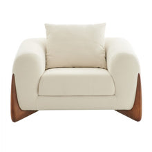 Load image into Gallery viewer, Modrest Fleury - Contemporary Cream Fabric and Walnut Lounge Chair

