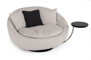 Divani Casa Alba Modern Grey Fabric Chair with Tray