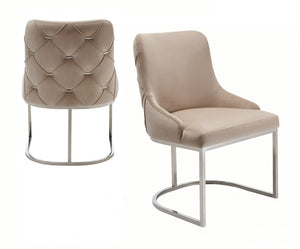 Modrest Daria - Modern Beige Velvet and Stainless Steel Dining Chair