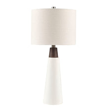 Load image into Gallery viewer, Tristan Ceramic with Wood Table Lamp - White Base/Cream Shade

