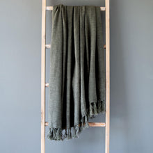Load image into Gallery viewer, Washed Linen Throw, Olive Green
