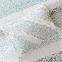 Load image into Gallery viewer, Dawn - Blue 100% Cotton Percale Printed 6pcs Coverlet Set
