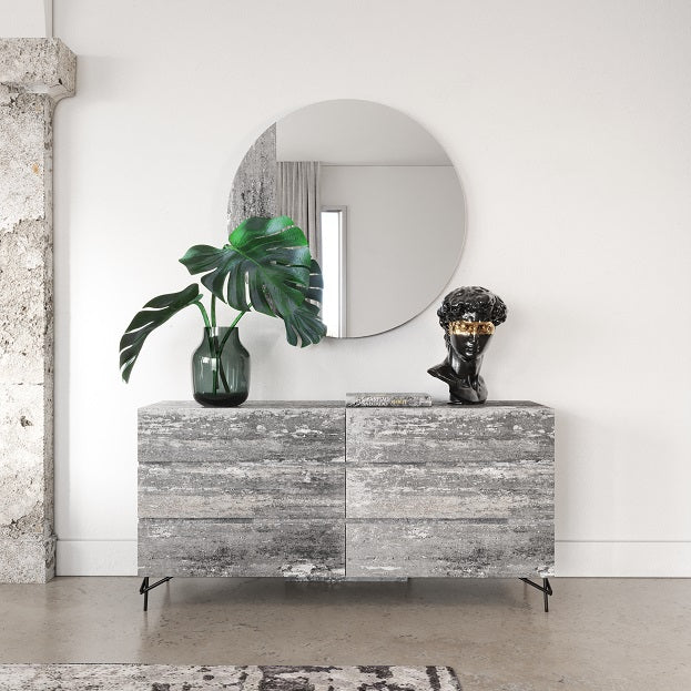 Nova Domus Aria - Italian Modern Multi Grey with texture Round Mirror