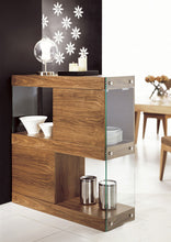 Load image into Gallery viewer, Modrest Aura Modern Walnut &amp; Glass Square Cabinet
